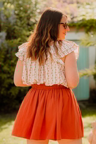 Minijupe volantée en coton biologique - Orange