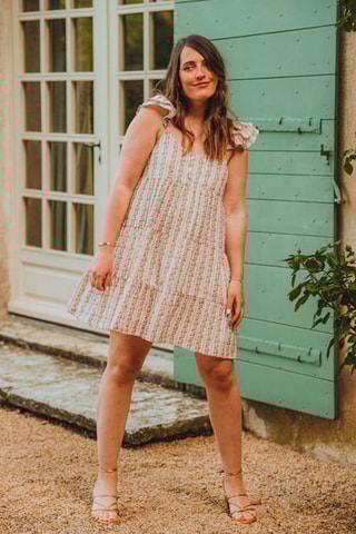 Robe volantée courte - Ecru