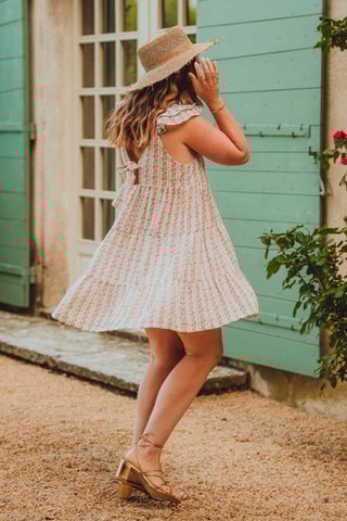 Robe volantée courte - Ecru