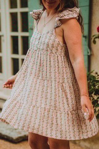 Robe volantée courte - Ecru