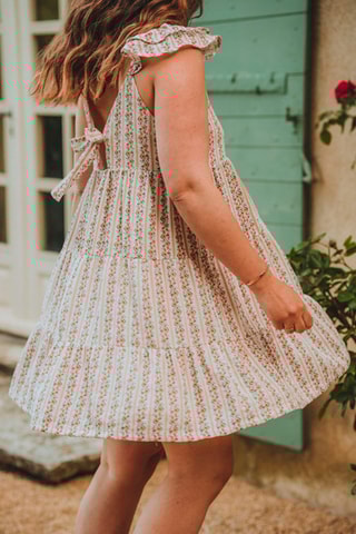 Robe volantée courte - Ecru