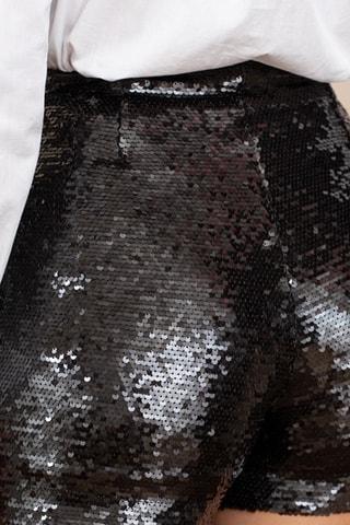 Short droit à sequins - Noir