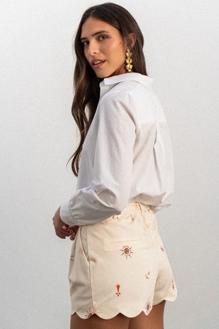 Short taille haute en coton biologique - Écru