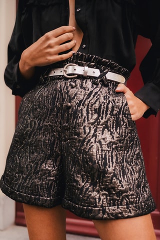 Short relaxed taille haute - Noir