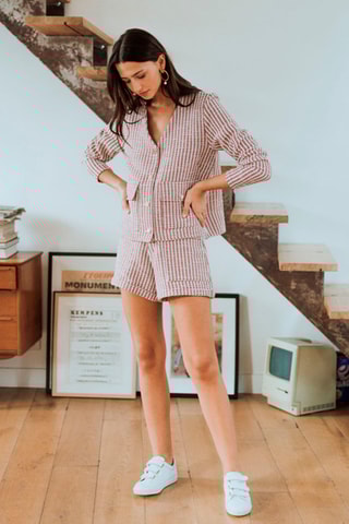Short slim taille haute - Blanc