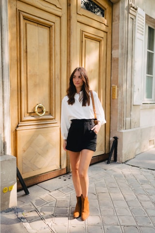 Short relaxed matelassé taille haute - Noir