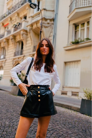 Short relaxed taille haute - Noir