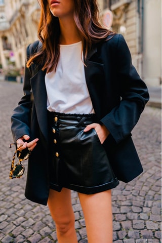 Short relaxed taille haute - Noir