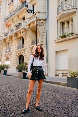 Short relaxed taille haute - Noir