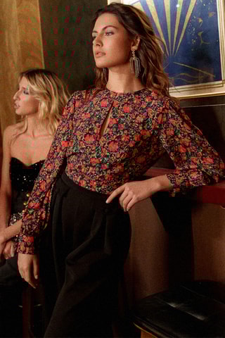 Blouse fleuris - Rouge