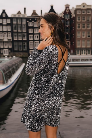 Robe droite à sequins - Argenté