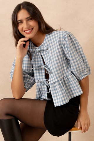 Blouse à carreaux - Bleu
