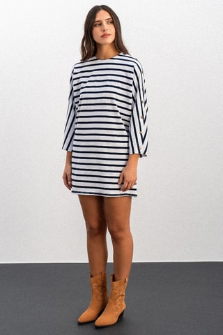 Robe rayée - Blanc et bleu marine