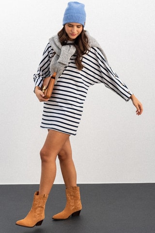 Robe rayée - Blanc et bleu marine