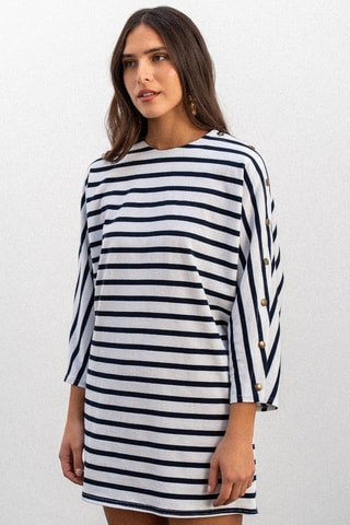 Robe rayée - Blanc et bleu marine