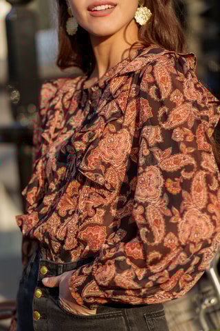 Blouse volantée - Noir