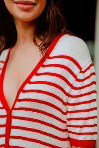 Robe rayée longue - Blanc et rouge
