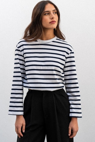 T-shirt oversize rayé - Blanc