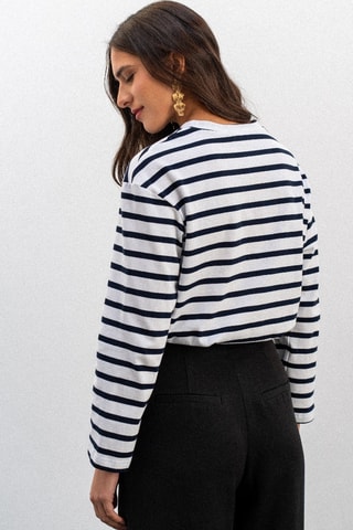 T-shirt oversize rayé - Blanc