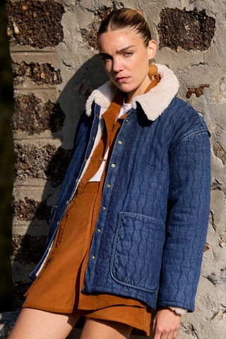 Veste oversize matelassée - Bleu
