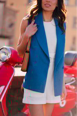 Veste de costume sans manches - Bleu