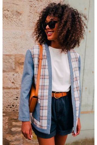 Veste réversible en laine - Bleu