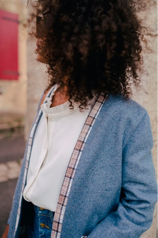 Veste réversible en laine - Bleu