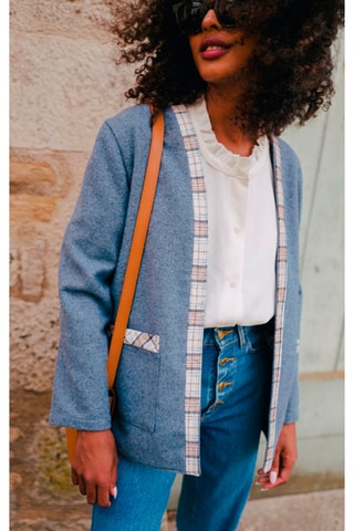 Veste réversible en laine - Bleu