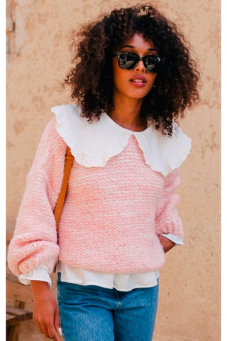 Pull oversize en laine et mohair - Rose