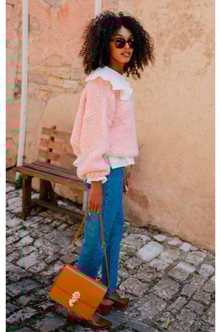 Pull oversize en laine et mohair - Rose