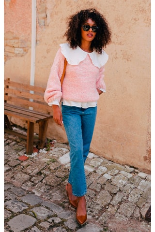 Pull oversize en laine et mohair - Rose