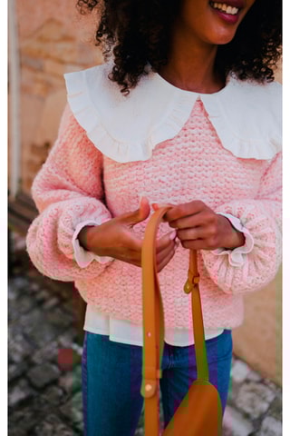 Pull oversize en laine et mohair - Rose