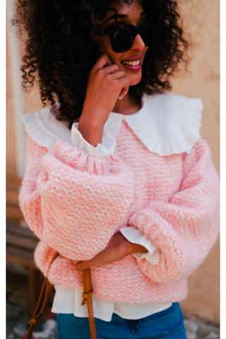 Pull oversize en laine et mohair - Rose