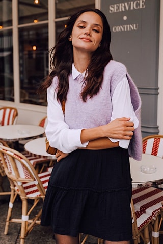 Pull en laine et mohair sans manches - Lilas