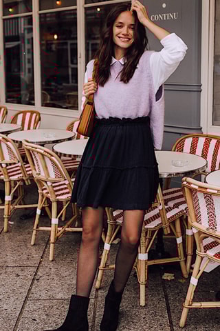 Pull en laine et mohair sans manches - Lilas
