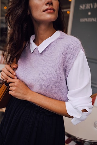 Pull en laine et mohair sans manches - Lilas