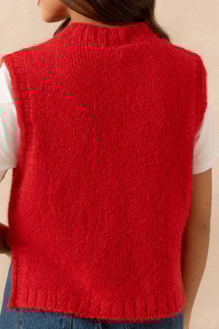Pull en laine et mohair sans manches - Rouge