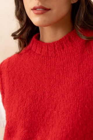 Pull en laine et mohair sans manches - Rouge