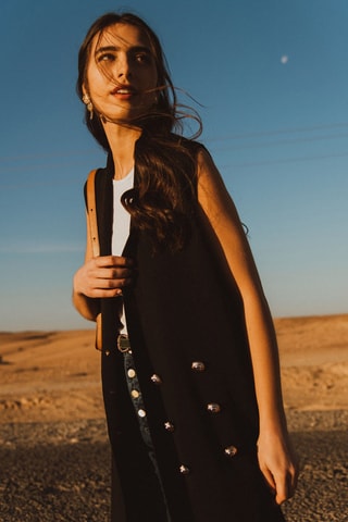 Gilet long sans manches - Noir