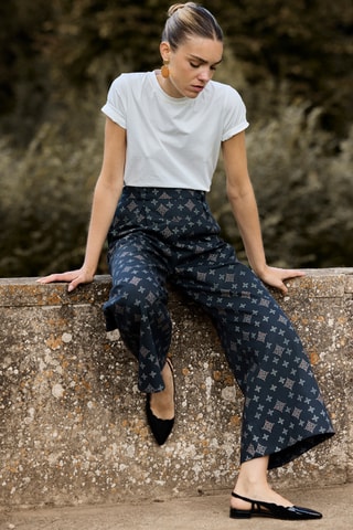 Pantalon wide legs - Bleu marine