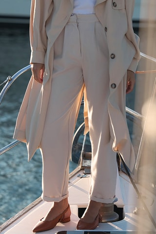 Pantalon taille haute - Beige