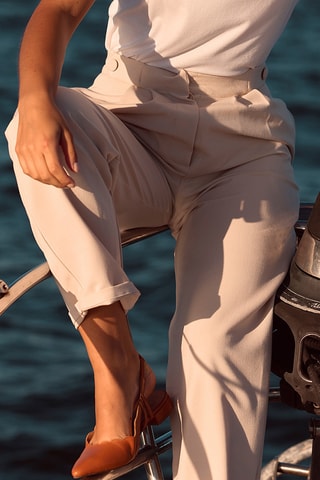 Pantalon taille haute - Beige