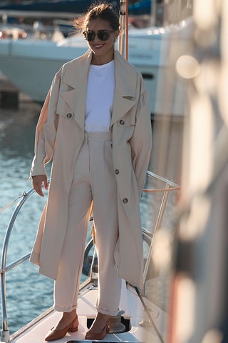 Pantalon taille haute - Beige