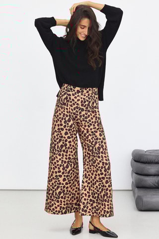 Pantalon wide legs taille haute - Beige