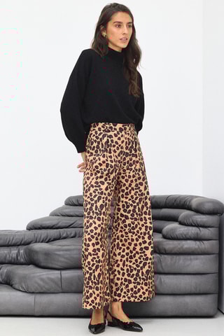 Pantalon wide legs taille haute - Beige