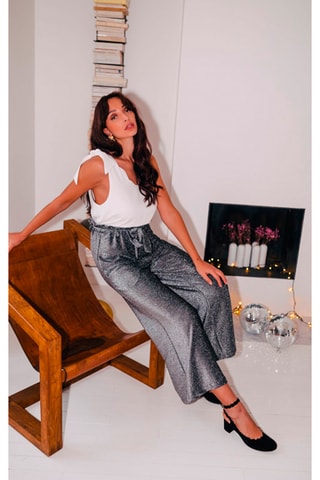 Pantalon wide legs - Gris irisé