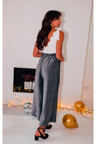 Pantalon wide legs - Gris irisé