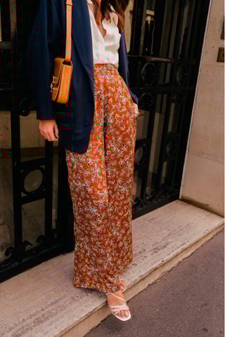 Pantalon taille haute - Marron
