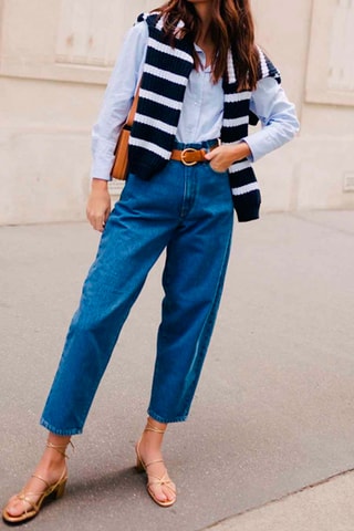 Jean taille haute 7/8 en coton biologique - Bleu