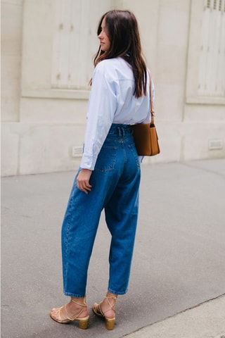 Jean taille haute 7/8 en coton biologique - Bleu